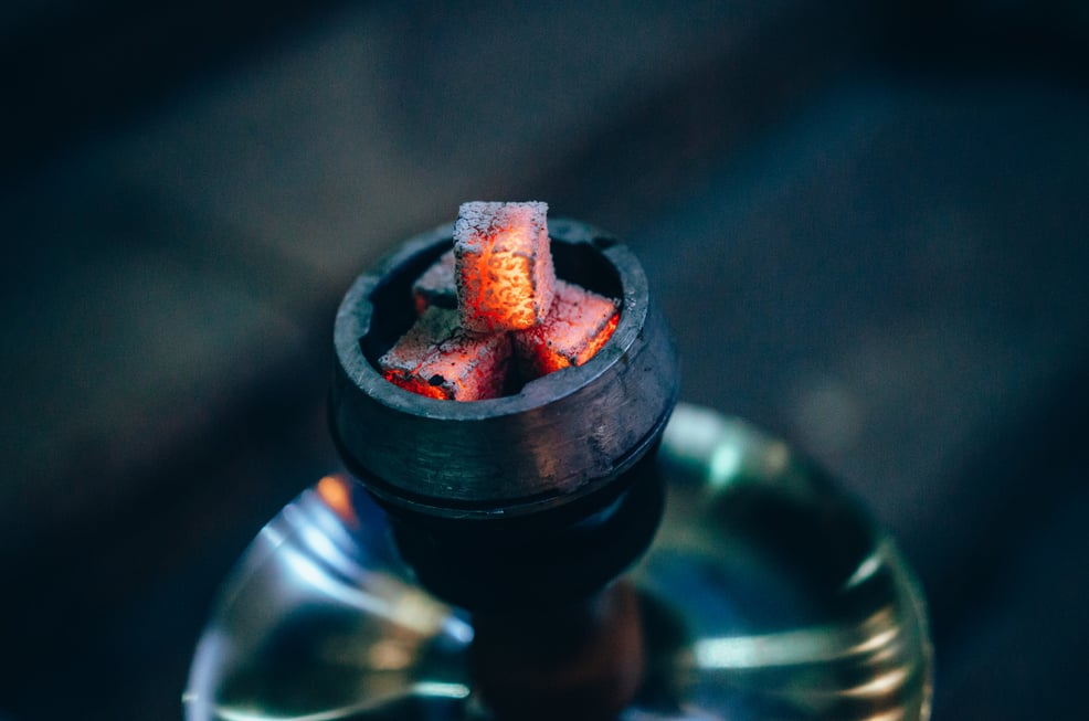 Shisha hookah with hot coals