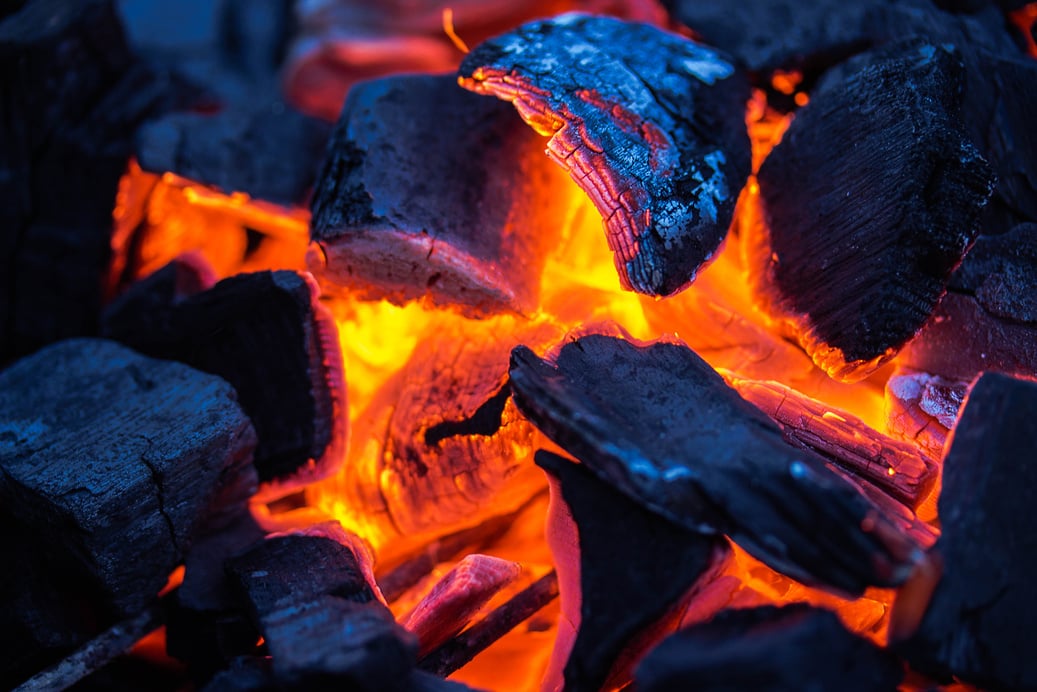 Closeup of Burning Charcoal